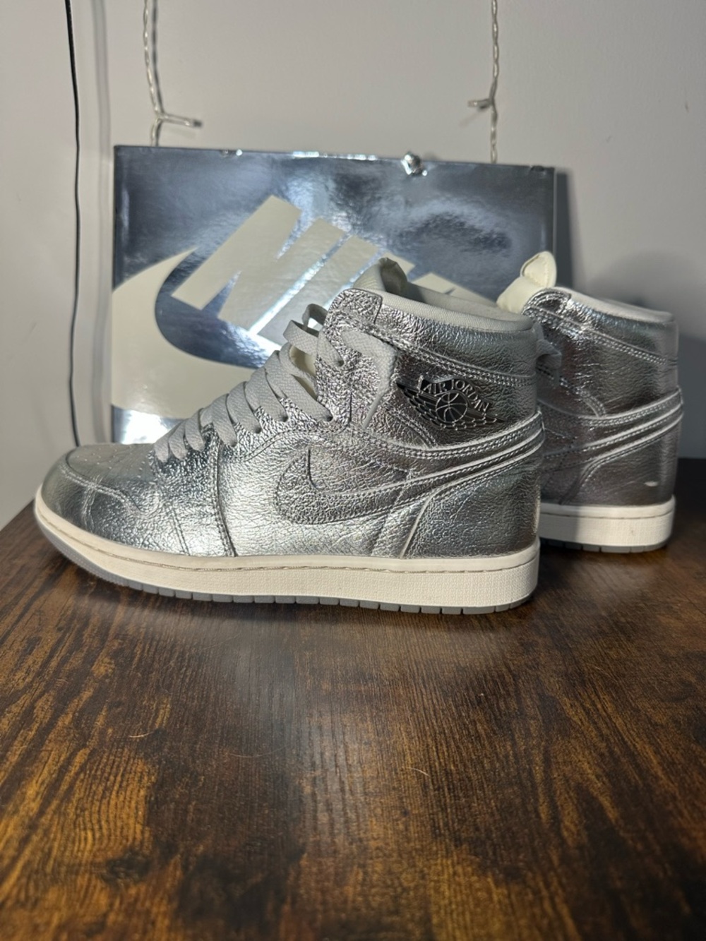 Nike Women's High-Top Metallic Silver Sneakers